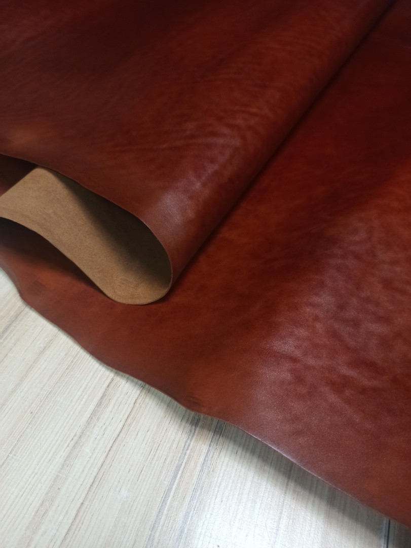 Натуральная кожа юфть цвет Коньяк с отделкой Люкс 1,2-1,4 мм - фото 2 - id-p226625954