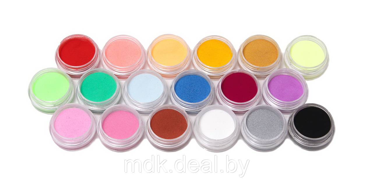 Набор акриловых пудр из 18 цветовых оттенков - фото 1 - id-p99386156