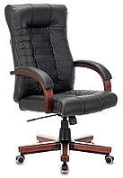 Кресло для руководителя "Бюрократ KB-10", кожа, металл, дерево, черный