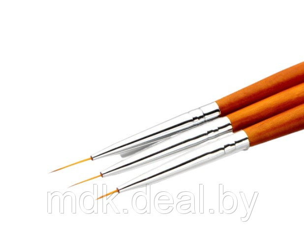 Набор кистей для дизайна ногтей "деревянная ручка" 3шт (арт.20888) - фото 1 - id-p90950326