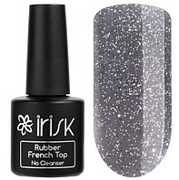 Финиш каучуковый цветной без липкого слоя Rubber French Top No Cleanser Irisk, 10мл (023 Black Silver)