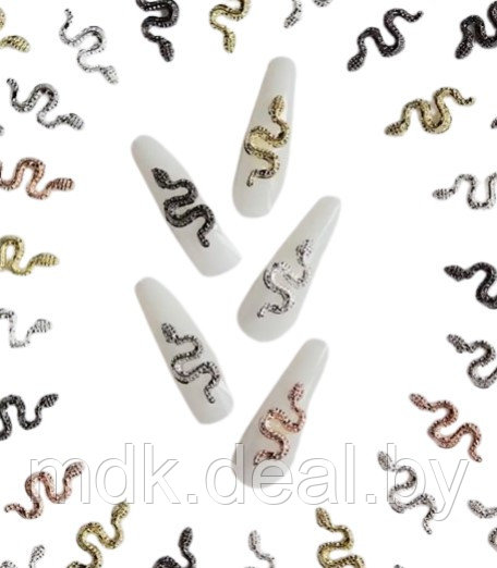 Набор дизайнов для ногтей - Змеи, 10 шт (разные цвета) - фото 1 - id-p223388026