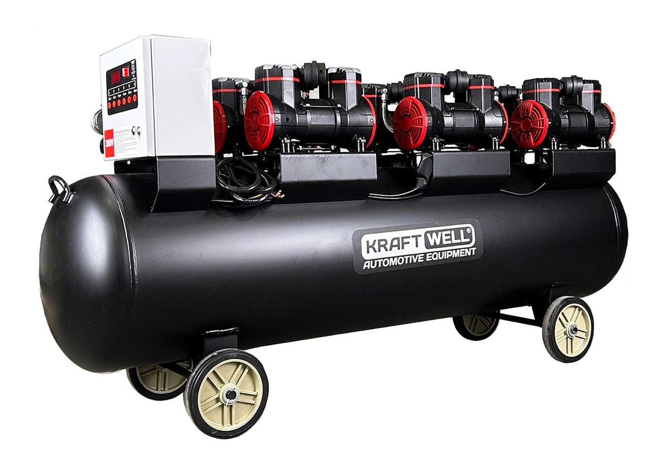 KraftWell KRW-AC1500-280L Компрессор поршневой безмасляный 1500 л/мин, 10 бар, 280 л, 380В, фото 1