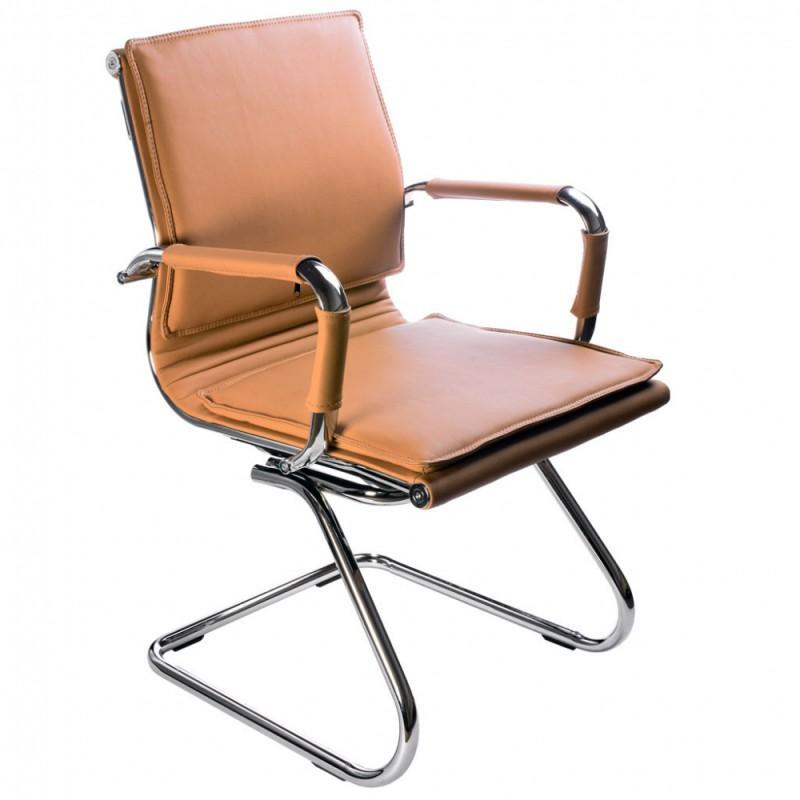 Кресло Бюрократ Ch-993-Low-V светло-коричневый эко.кожа низк.спин. полозья металл хром - фото 1 - id-p226627606