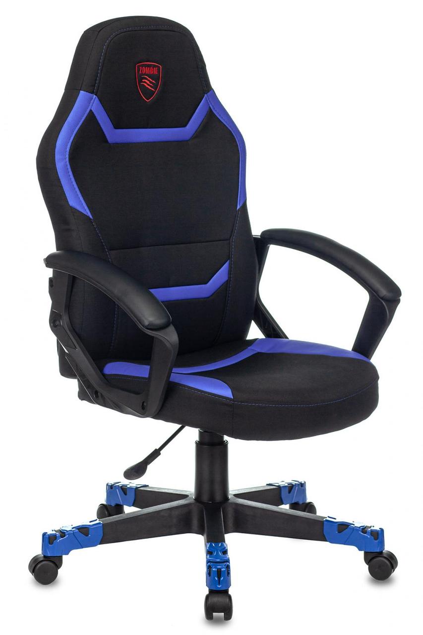 Кресло игровое Zombie 10 черный/синий текстиль/эко.кожа крестовина пластик - фото 1 - id-p226627677