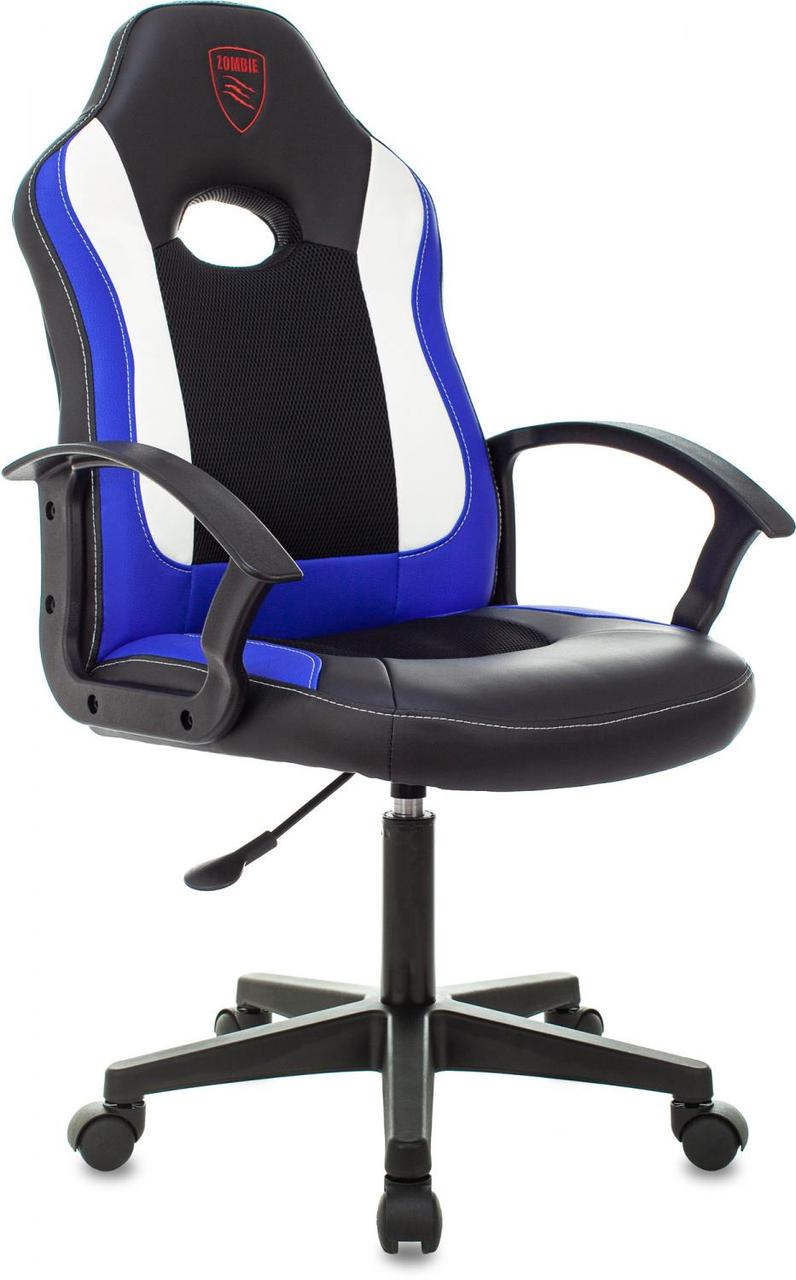 Кресло игровое Zombie 11LT черный/синий текстиль/эко.кожа на колес. пластик - фото 1 - id-p226627682