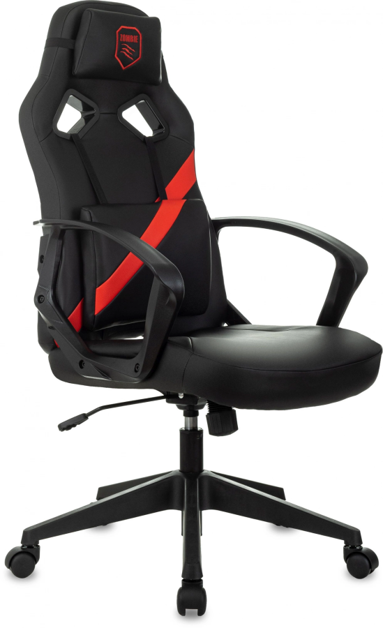 Кресло игровое Zombie 300 черный/красный эко.кожа крестов. пластик - фото 1 - id-p226627686