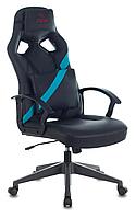 Кресло игровое Zombie DRIVER (черный/голубой искусственная кожа с подголовником)