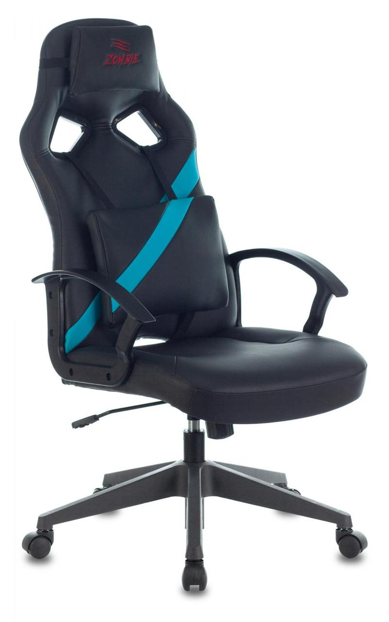 Кресло игровое Zombie DRIVER (черный/голубой искусственная кожа с подголовником) - фото 1 - id-p226627698