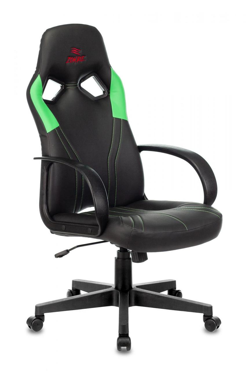 Кресло игровое Zombie RUNNER черный/зеленый эко.кожа крестовина пластик - фото 1 - id-p226627713