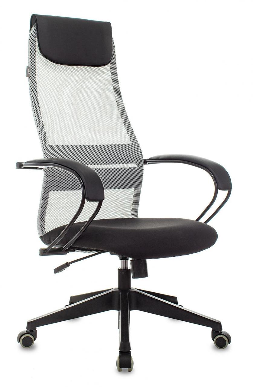 Кресло руководителя Бюрократ CH-607 светло-серый TW-02 сиденье черный сетка/ткань с подголов. крестовина - фото 1 - id-p226627741