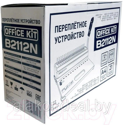 Перфобиндер Office Kit "B2112N", 350*238*140, объем переплета 450 л., A4, A5, цвет серый - фото 6 - id-p226630640