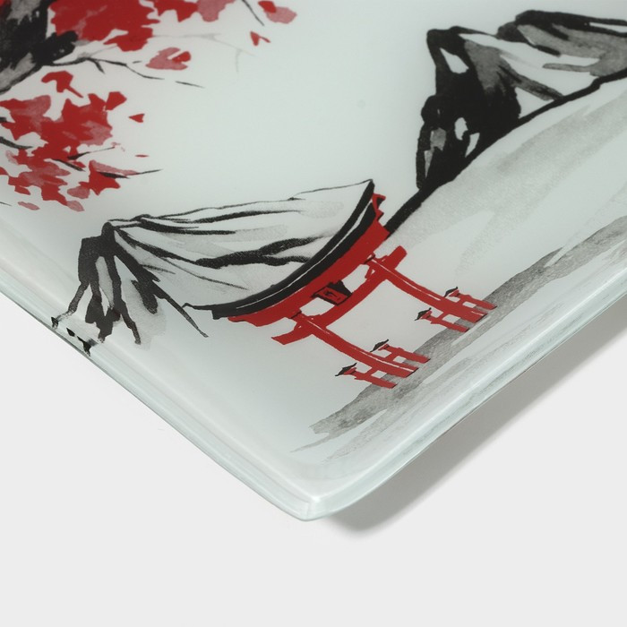 Набор для суши из стекла Доляна «Рассвет в горах», 3 предмета: соусники 8×2 см, 8×6 см, подставка 25×15×2 см - фото 5 - id-p226647932
