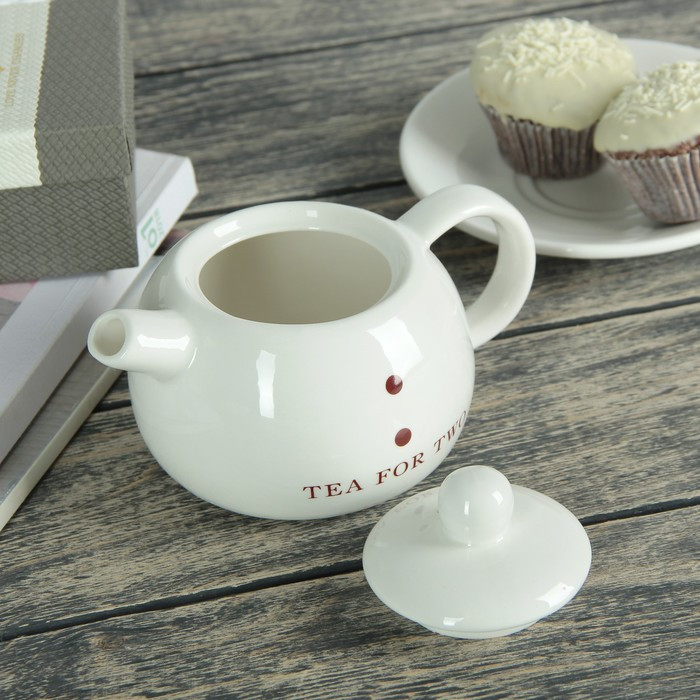 Набор керамический чайный «Чай для двоих», 3 предмета: чайник 400 мл, 2 чашки 200 мл - фото 4 - id-p226647906