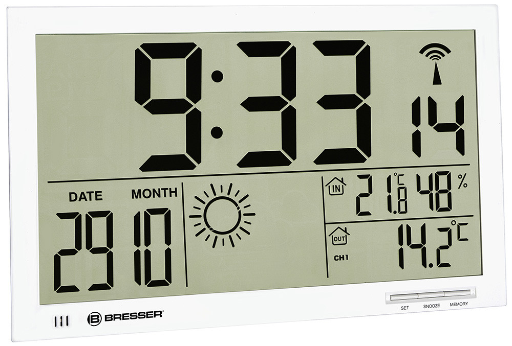 Метеостанция (настенные часы) Bresser MyTime Jumbo LCD, белая - фото 1 - id-p226629764