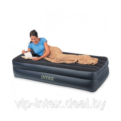 Кровать надувная INTEX 64122 Pillow Rest 99*191*42 с встр насосом 220в - фото 1 - id-p226648711