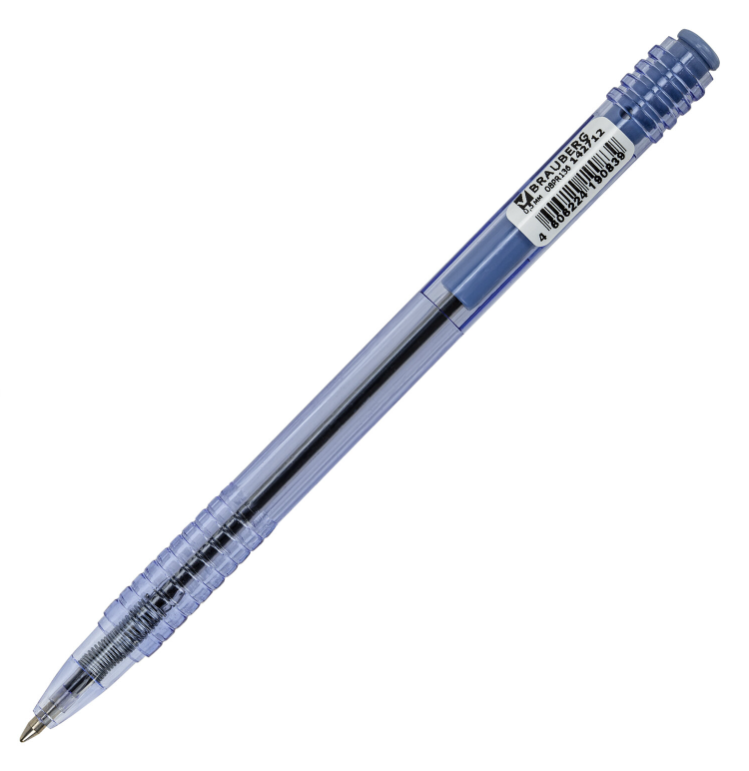 Ручка шариковая масляная автоматическая BRAUBERG "Click Blue", СИНЯЯ, тонированный корпус, узел 1 мм - фото 2 - id-p184289635