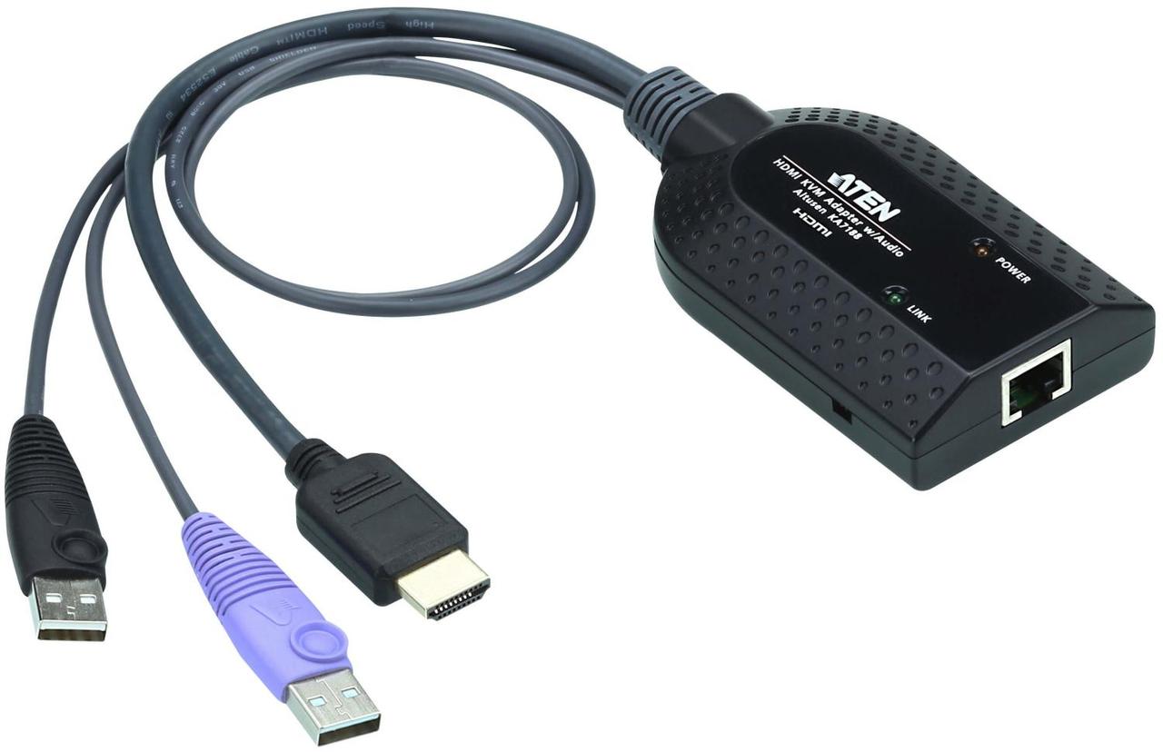 КВМ-адаптер ATEN KA7188-AX USB HDMI Virtual Media KVM Adapter Cable (Support Smart Card Reader and Audio - фото 1 - id-p226648959