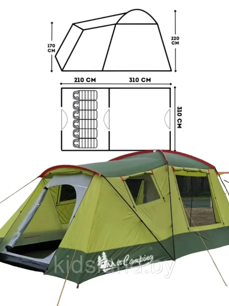 Палатка-шатер MirCamping 6 местная ART1500-6 - фото 3 - id-p226649890