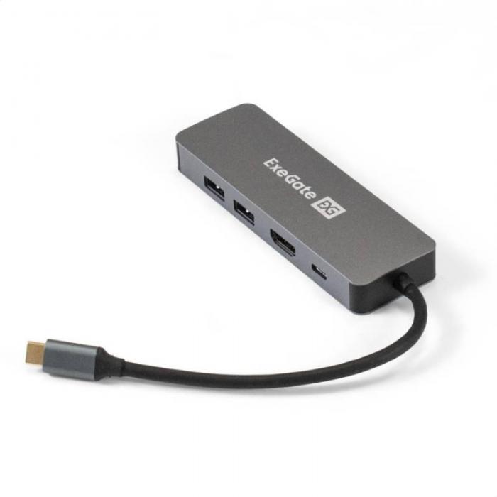 Хаб USB ExeGate DUB-21C/PD/HL USB Type-C - 2xUSB3.0 + PD 100W + HDMI + Lan RJ45 EX293982RUS - фото 1 - id-p226650095