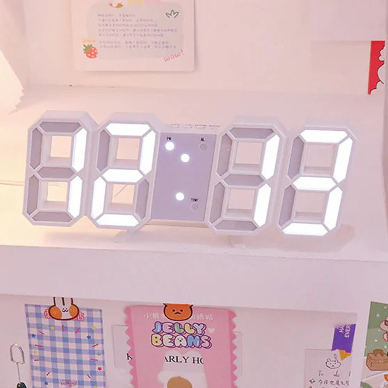 Часы будильник электронные Цифры, белые, с термометром - фото 2 - id-p226654768