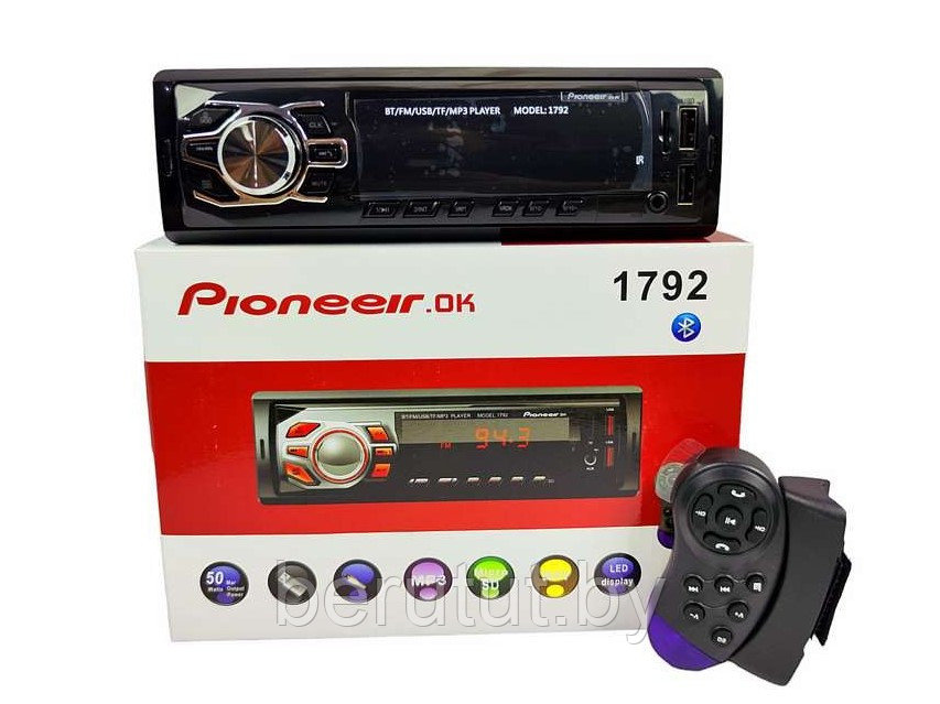 Магнитола в машину 1 din Bluetooth с пультом на руль PIONEER 1792 - фото 1 - id-p226655470