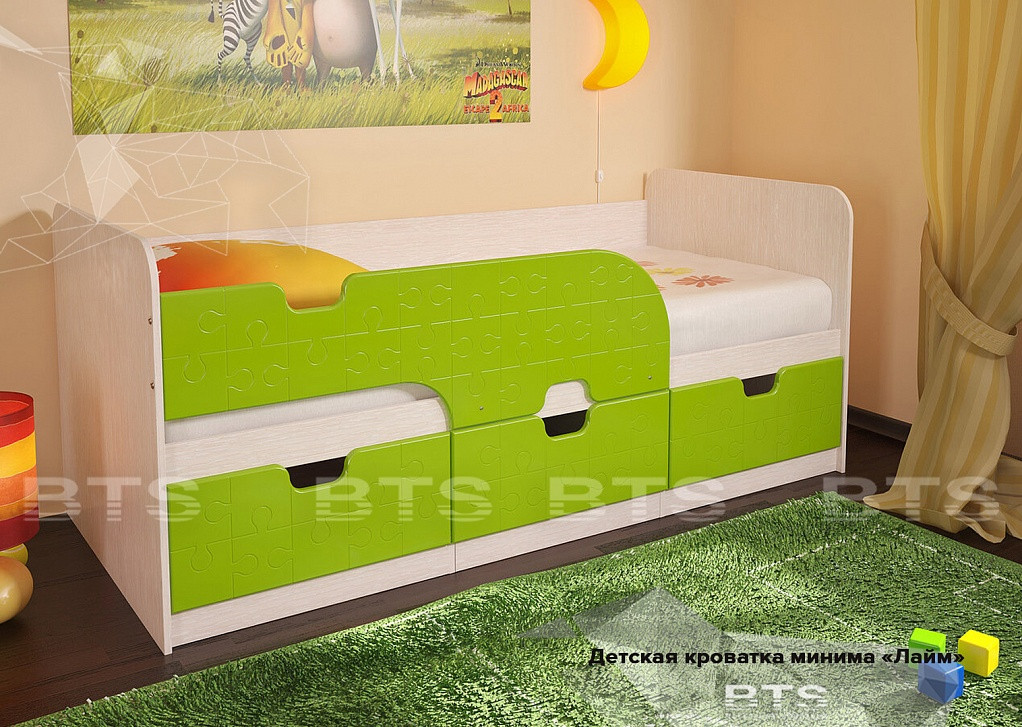 Кровать детская "Минима с ящиками 1,86" (лайм) - фото 1 - id-p226658567
