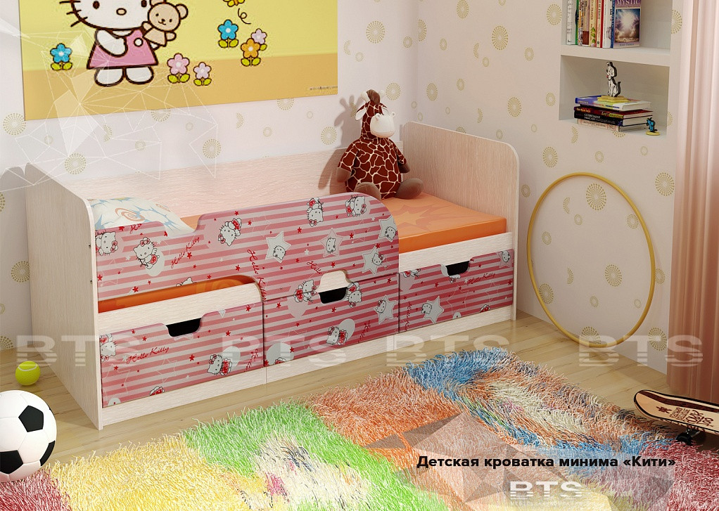 Кровать детская "Минима с ящиками 1,86" (китти) - фото 1 - id-p226658568
