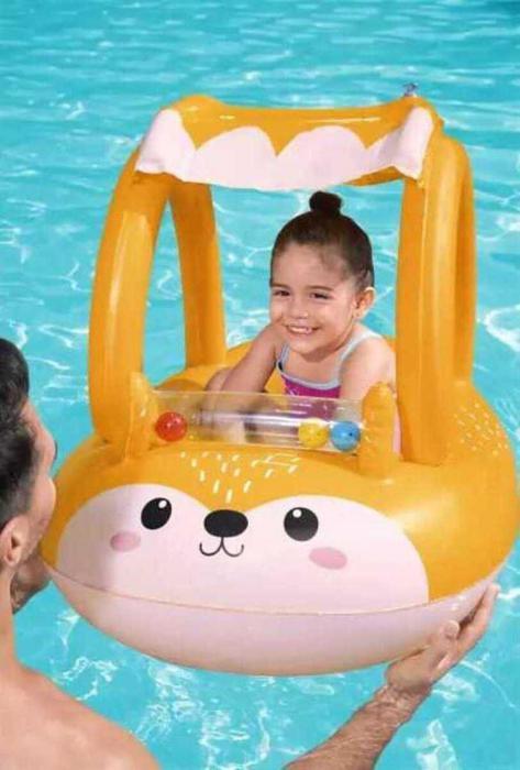 Детский надувной плот с навесом круг игрушка для бассейна воды моря BESTWAY 34168 - фото 1 - id-p226514596