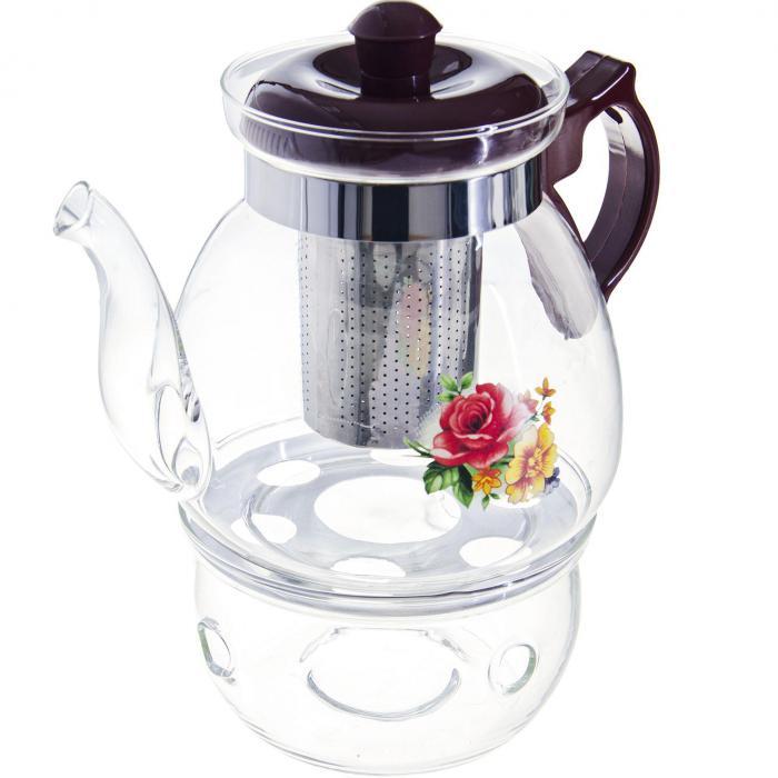 Заварочный стеклянный чайник со свечой MAYER&BOCH 29345 1250 мл заварник заварочник с подогревом - фото 2 - id-p226627298