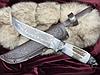 Охотничий нож с Головой Зверя (Тигр), рукоять из белого рога Сайгака, с чехлом (№2), фото 2