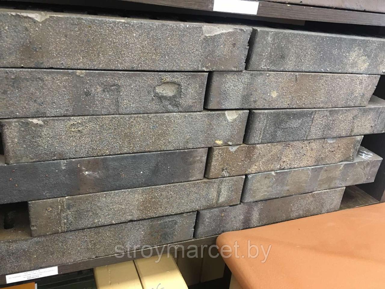 Кирпич клинкерный ригельный Laterem Antique 774 (73.1) пу черный с тонами темног-серого и коричневого