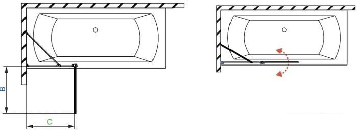 Стеклянная шторка для ванны Radaway Nes PND II 100L - фото 3 - id-p222786076