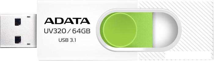 USB Flash ADATA UV320 64GB (белый/зеленый), фото 2