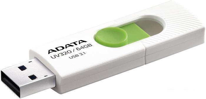 USB Flash ADATA UV320 64GB (белый/зеленый), фото 2