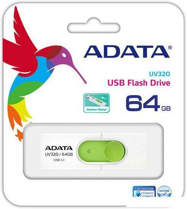 USB Flash ADATA UV320 64GB (белый/зеленый), фото 2