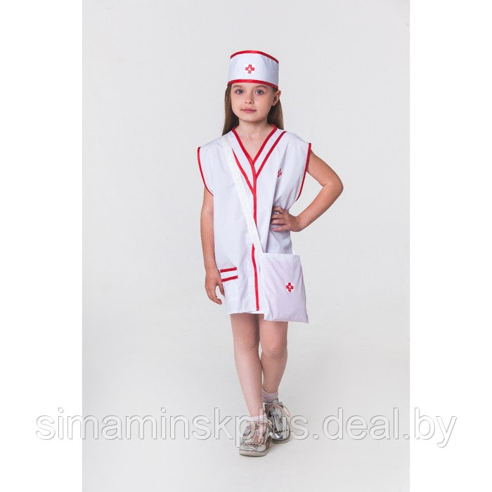 Карнавальный костюм «Медсестра», халат, сумка, повязка на голову, рост 110-122 см, 4-6 лет - фото 5 - id-p226666989