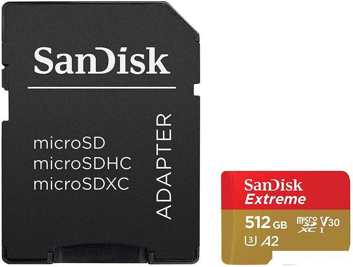 Карта памяти SanDisk Extreme SDSQXA1-512G-GN6MA 512GB (с адаптером) - фото 1 - id-p226451202