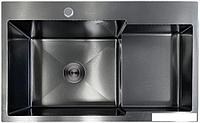 Кухонная мойка AKS Прямоугольная 78x48 левая (графит)
