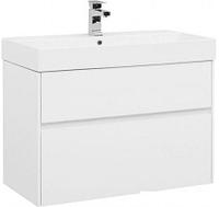 Мебель для ванных комнат Aquanet Тумба Бруклин 85 00212598 с умывальником Slim Synergy (белый)