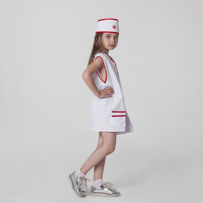 Карнавальный костюм «Медсестра», халат, сумка, повязка на голову, рост 110-122 см, 4-6 лет - фото 2 - id-p226667572