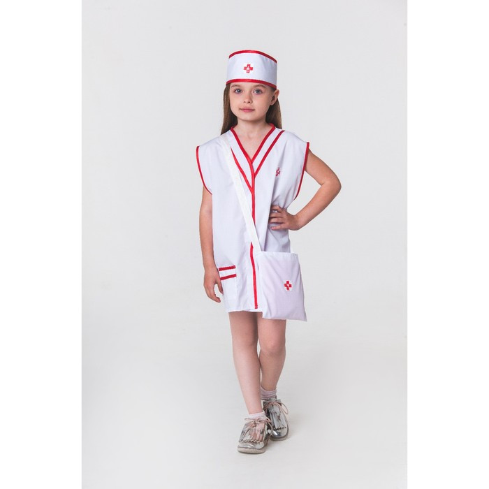 Карнавальный костюм «Медсестра», халат, сумка, повязка на голову, рост 110-122 см, 4-6 лет - фото 5 - id-p226667572