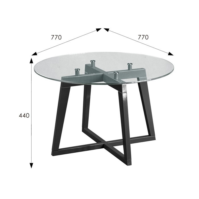 Стол журнальный Рилле 445, 700х700х440, Серый графит/Стекло прозрачное круг - фото 3 - id-p226668469