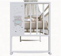 Детская кроватка VDK Mini Loft 3D колесо-качалка Oh My Bear - фото 2 - id-p226665032