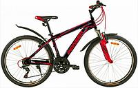 Велосипед взрослый со скоростями мужской прогулочный PIONEER CITY 26 дюймов колеса и рама 18" черный красный