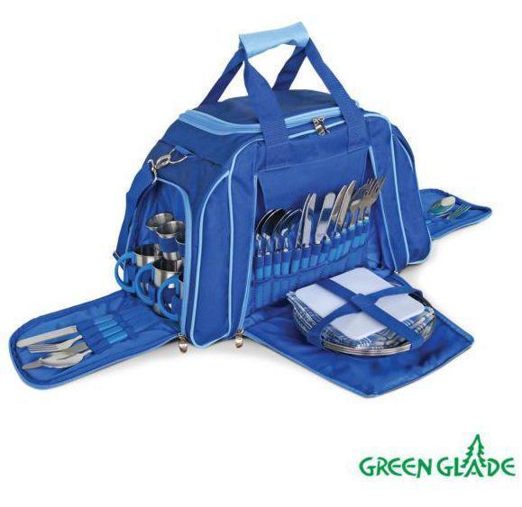 Дорожный набор для пикника в чемодане GREEN GLADE 3655 туристический пикниковый походный подарочный в сумке - фото 1 - id-p226627849