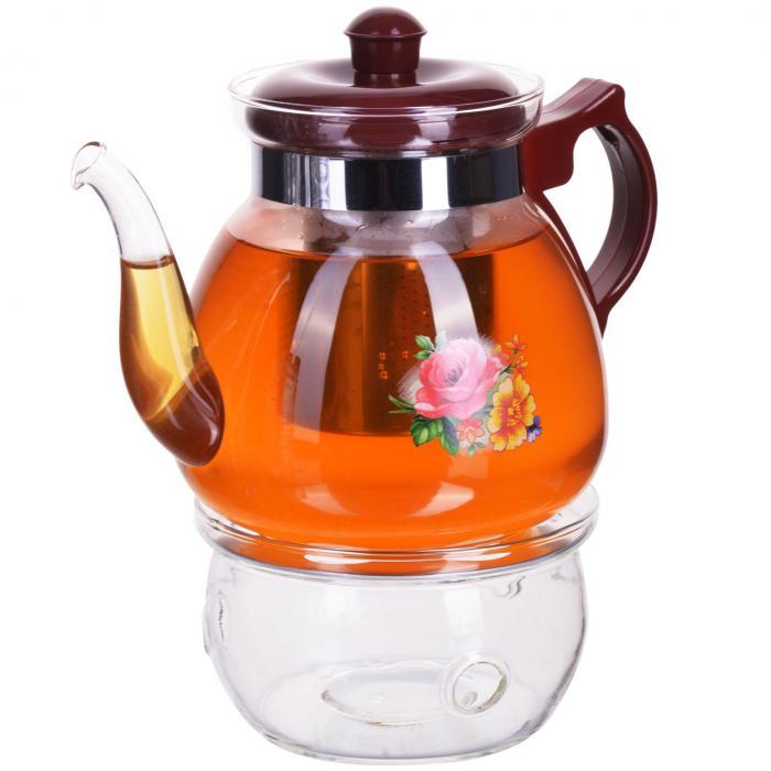 Заварочный стеклянный чайник со свечой MAYER&BOCH 29345 1250 мл заварник заварочник с подогревом