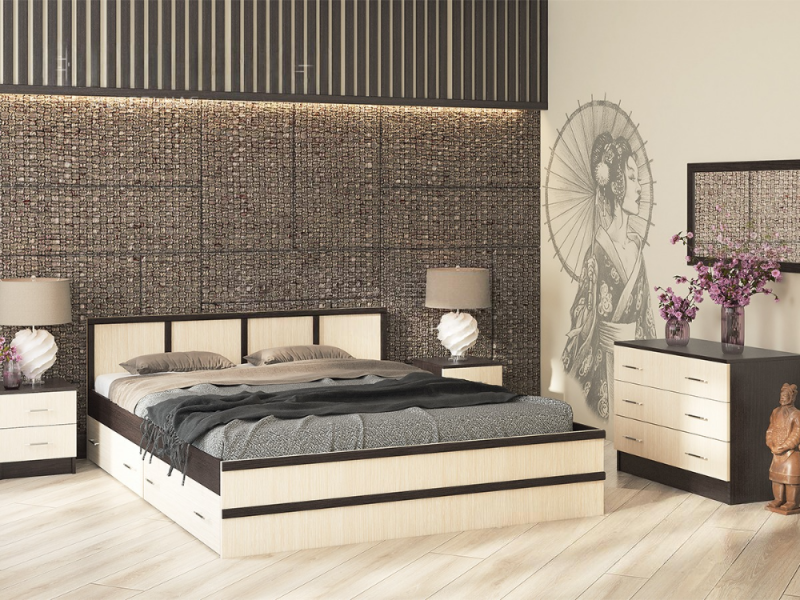 Кровать Сакура Баер 1,6м венге/лоредо с ящиками - фото 1 - id-p226668760