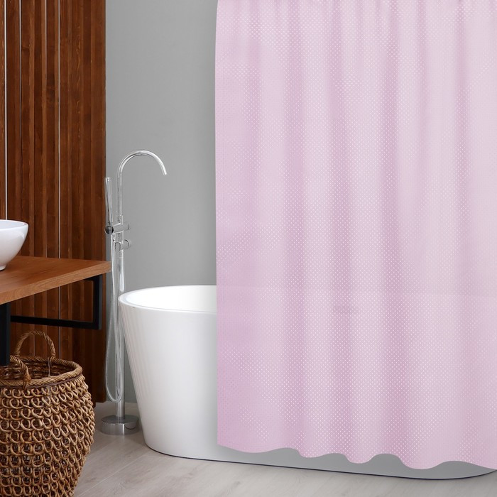 Штора для ванной комнаты "Бриллиант", 180х180 см, полиэстер, цвет светло-розовый - фото 1 - id-p226668885