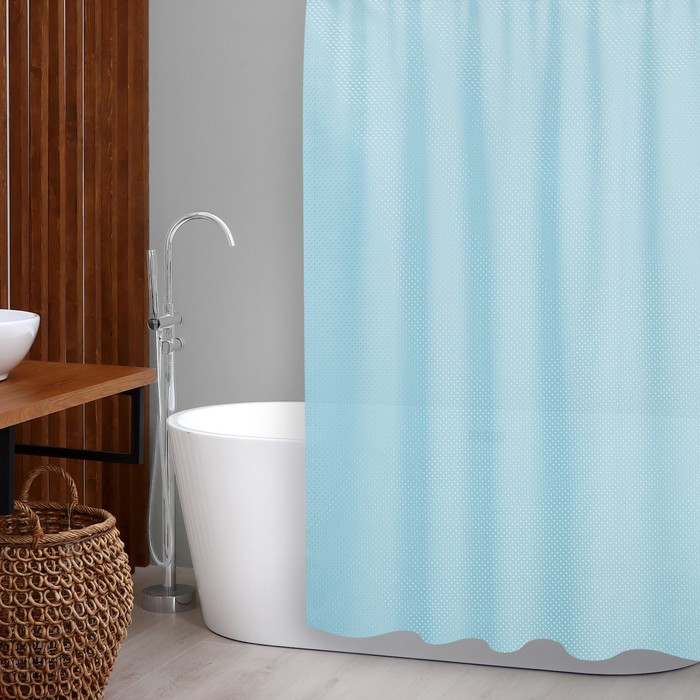 Штора для ванной комнаты "Бриллиант", 180х180 см, полиэстер, цвет светло-голубой - фото 1 - id-p226668886